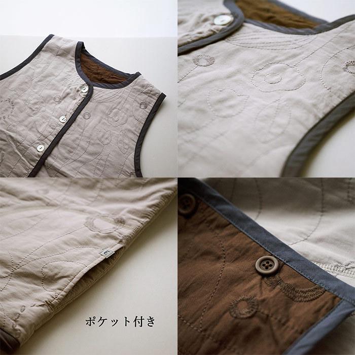 キルティング刺繍ベスト レディース トップス 大人の ナチュラル