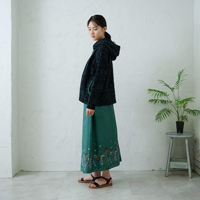 きつね裾刺繍スカート レディース ボトムス 大人の ナチュラル