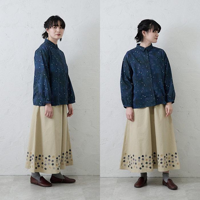 星空総柄プリントシャツ emago ナチュラル カジュアル 大人 かわいい