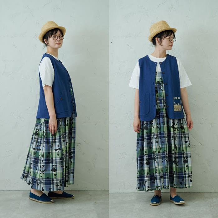 コーヒーショップ刺繍ベスト emago ナチュラル カジュアル 大人