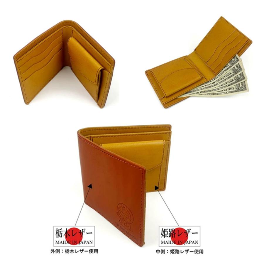 ドラえもん 栃木レザー×姫路レザー DOR-53 2つ折り財布 ユニセックス