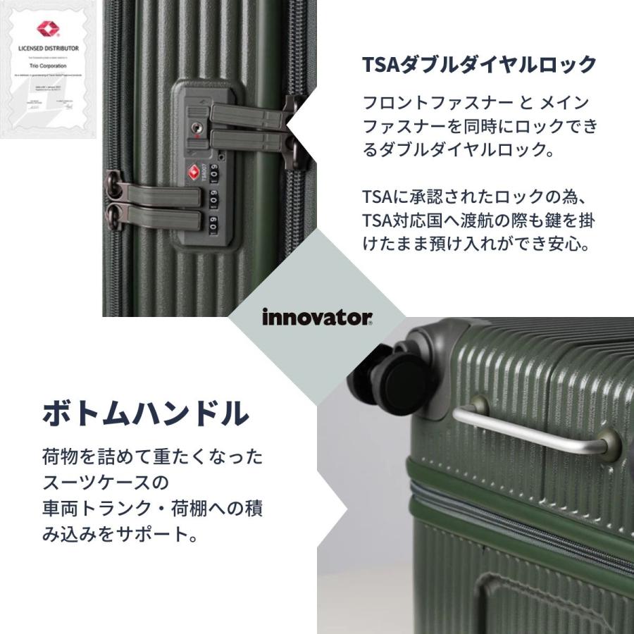 正規取扱店 2年保証 イノベーター スーツケース 62L Mサイズ 5泊 6泊  フロントオープン TSロック 海外 国内 旅行 TRIO INV60 innovator キャリーケース 爆買の画像