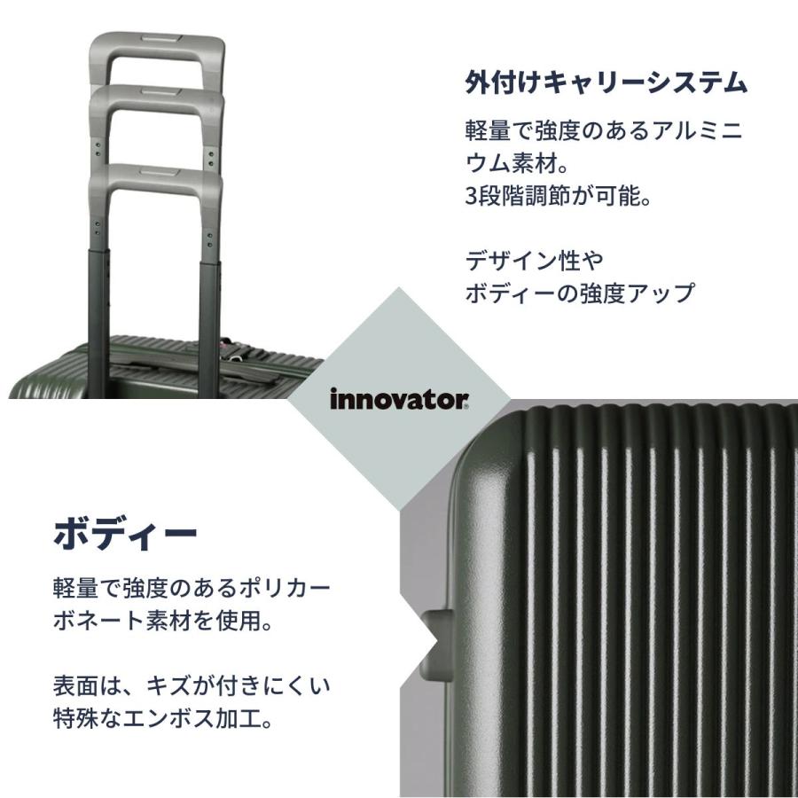 正規取扱店 2年保証 イノベーター スーツケース 62L Mサイズ 5泊 6泊  フロントオープン TSロック 海外 国内 旅行 TRIO INV60 innovator キャリーケース 爆買の画像