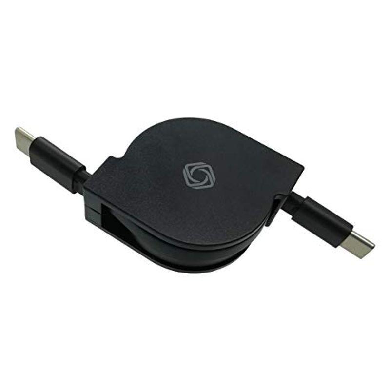 krow USB-C  USB-C 巻き取り式 充電  データ転送 ケーブル 1m (ブラック 60W)