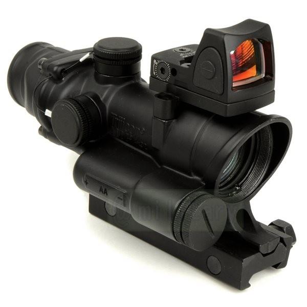 TA02/ RMR ：ACOG タイプ レティクル発光 ４倍スコープ & RMRドットサイト BK