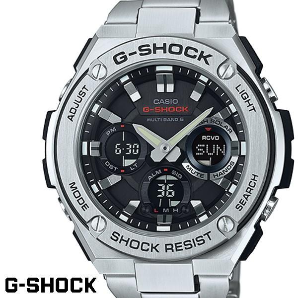 G-SHOCK ジーショック メンズ 腕時計 GST-W110D-1A Gスチール メタルバンド 電波ソーラー 電波時計 ブラック シルバー