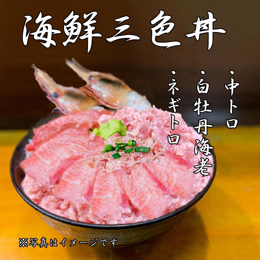 海鮮三色丼 中トロ ボタンエビ ネギトロ 3〜4人前 海鮮 丼 セット 2024 プレゼント ギフト 刺身 グルメ お祝い GW 母の日 父の日｜gei-iwatemeisan