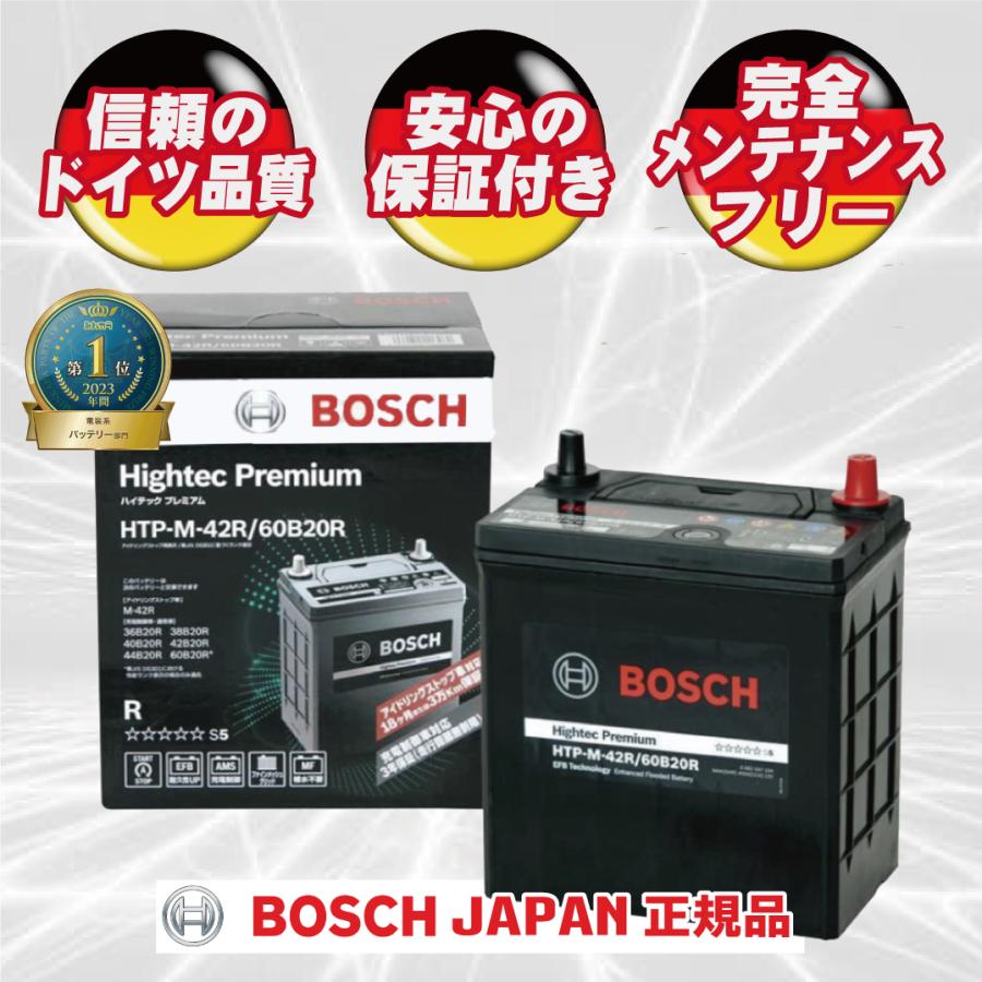 M-42R/60B20R ボッシュジャパン正規品 【新品カーバッテリー】 製品保証付 充電制御車＆アイドリングストップ車対応 ハイテックプレミアム HTP-M-42R/60B20R の商品画像