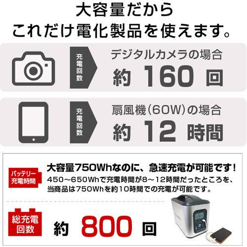 ポータブル電源 大容量 208000mAh/750Wh 正弦波 家庭用蓄電池 車中泊