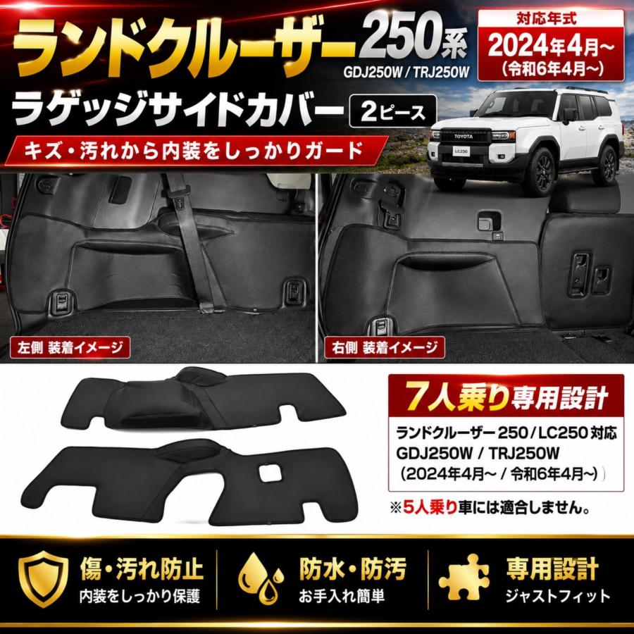 ランドクルーザー LC250 ドアキックガード ブラック ラゲッジサイドカバー ランドクルーザー 250 ドアキックガード ラゲッジサイドカバー 2ピース