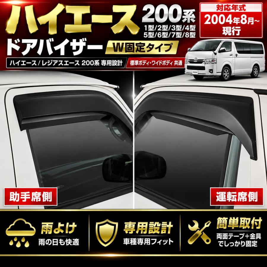 ハイエース 200系 1型-8型 ドアバイザー サイドバイザー 金具 両面
