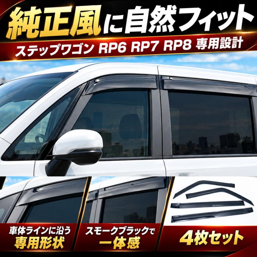 ステップワゴン RP6 RP7 RP8 ドアバイザー 雨よけ 換気 金具付 両面