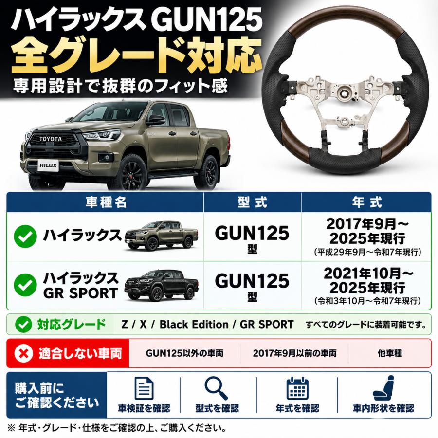 ハイラックスGRスポーツステアリングホイール用パーツ ハイラックス GUN125 GR SPORT ステアリング ハンドル ガングリップ