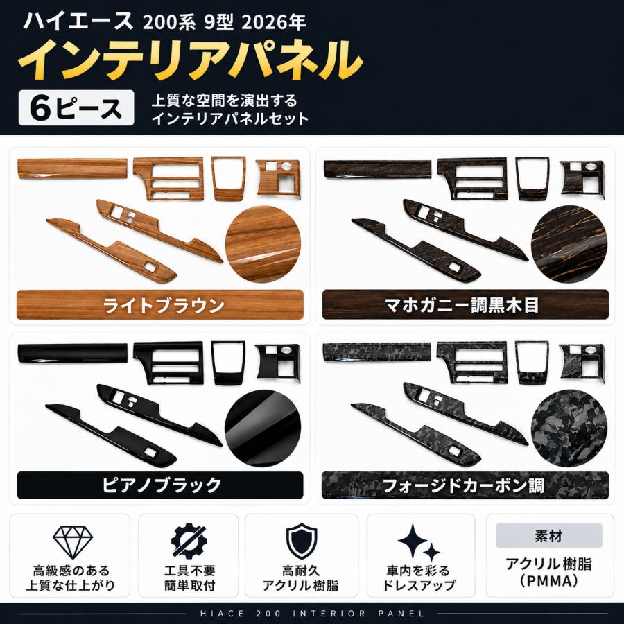 ハイエース 200系 9型 2026年 レジアース インテリアパネル インパネ