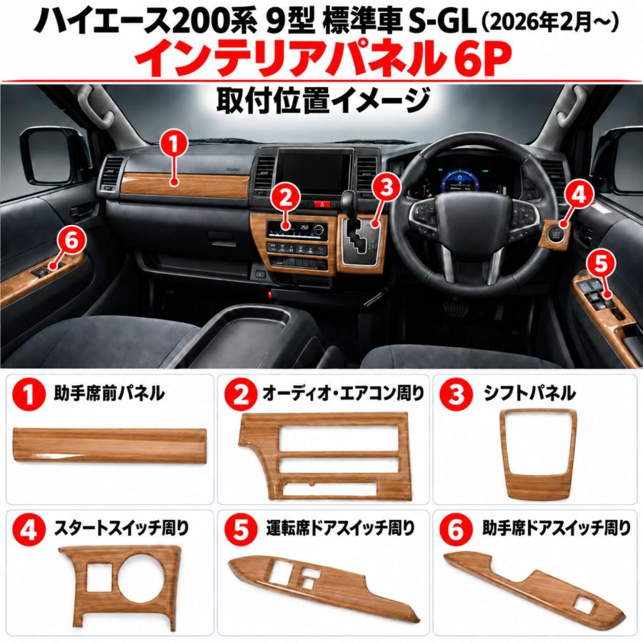 ハイエース200系内装品 ハイエース 200系 9型 レジアース インテリアパネル インパネ アクリル