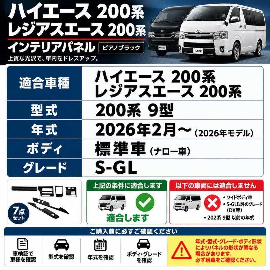 ハイエース 200系 9型 2026年 レジアース インテリアパネル インパネ