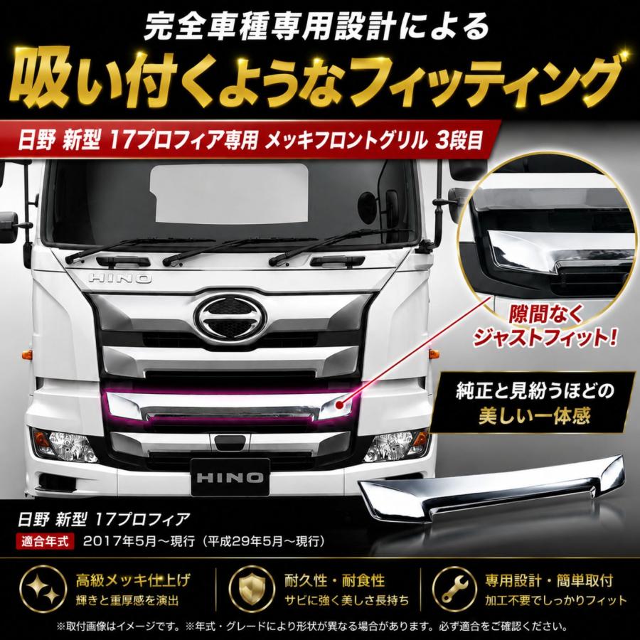 17 プロフィア メッキ フロントグリル 3段目 下段 H29.5-現行 新型