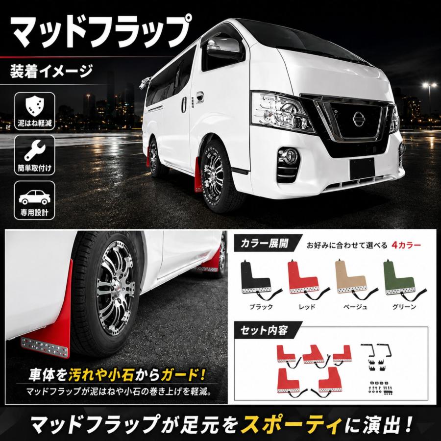 NV350 キャラバン E26 マッドガード 泥除け マッドフラップ EVA製 1台