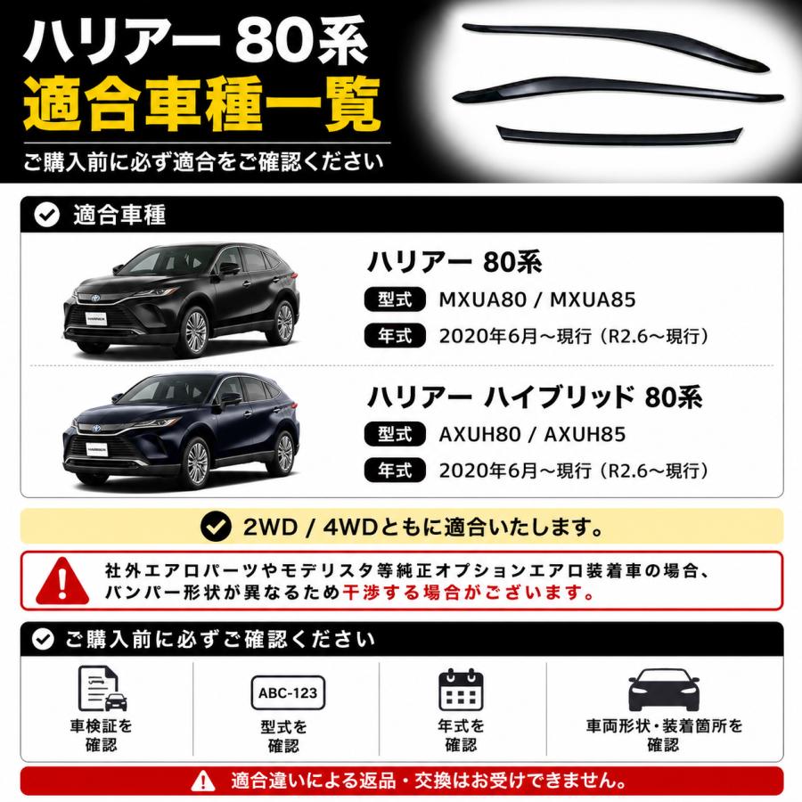 ハリアー 80系 MXUA80 AXUH80 フロントバンパーモールディング 3P ABS