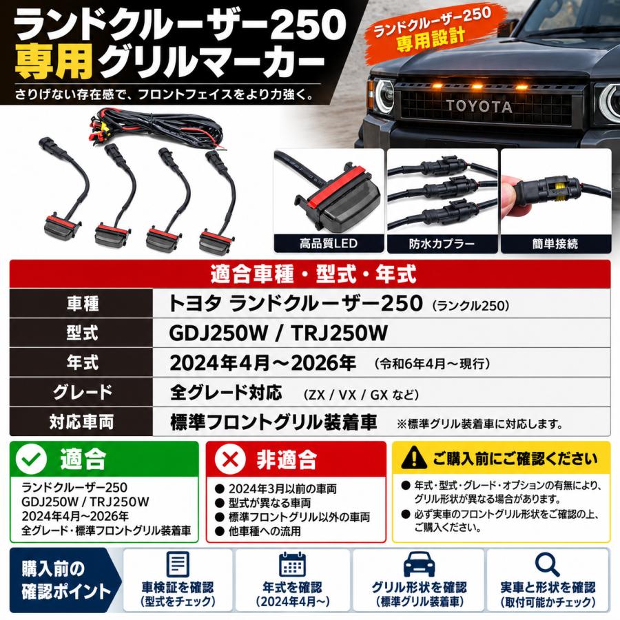 ランクル250 ランドクルーザー250 グリルマーカー LED デイライト