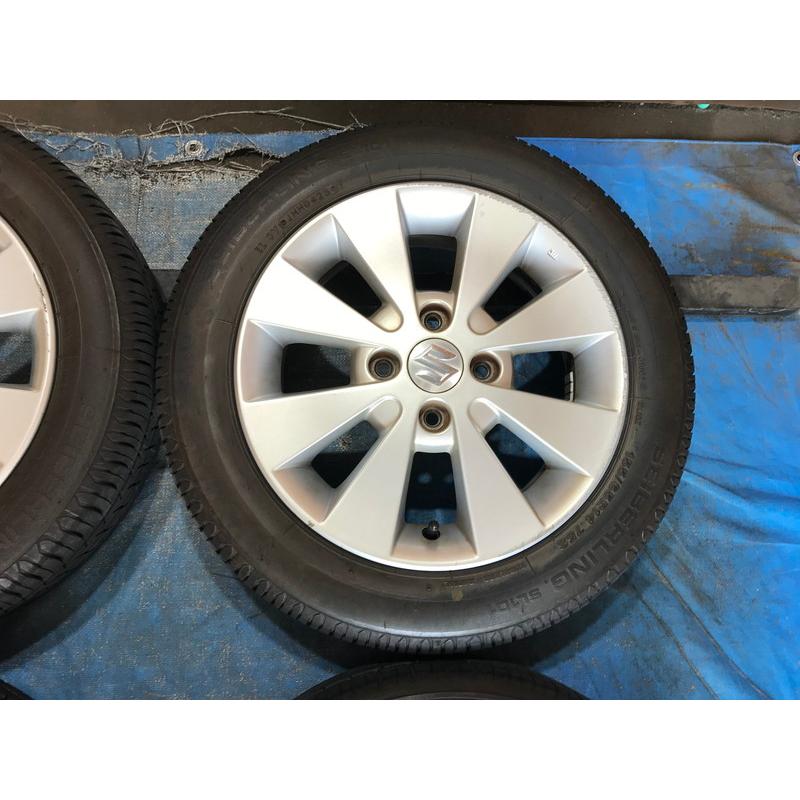 155/65R14 バリ溝タイヤ スズキ純正 アルミ 14インチ 4.5J 4H/PCD100 