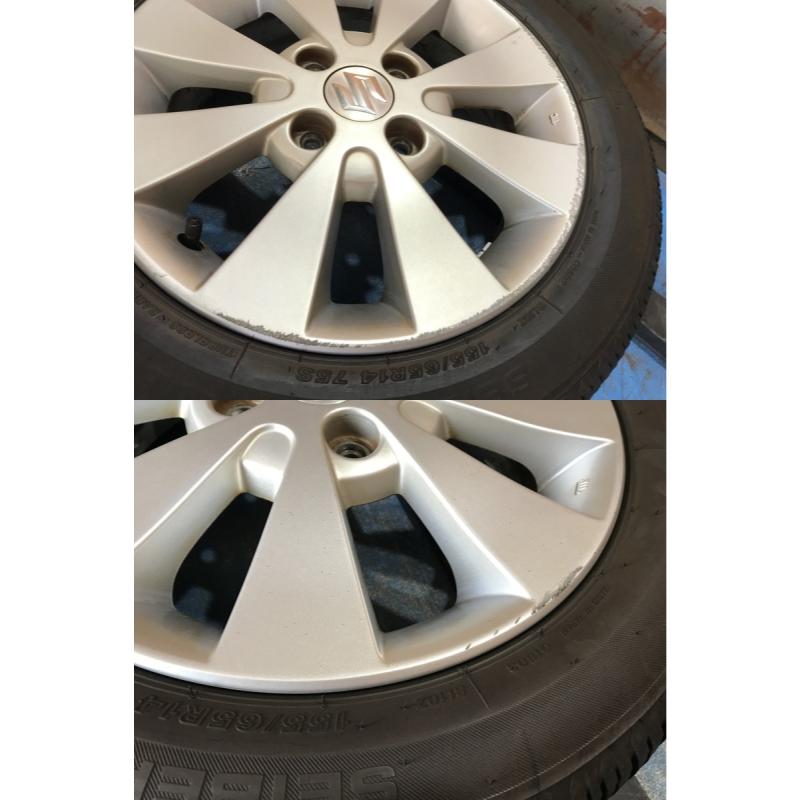 155/65R14 バリ溝タイヤ スズキ純正 アルミ 14インチ 4.5J 4H/PCD100 