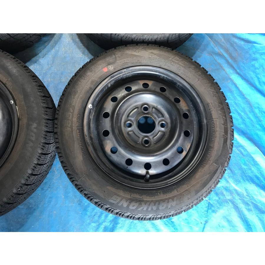 155/65R13 バリ溝 冬タイヤ ダイハツ純正 鉄ホイール 13インチ 4.5B 4H 
