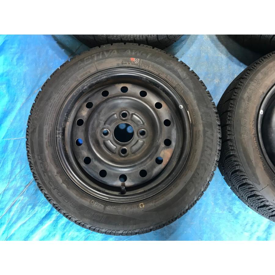 155/65R13 バリ溝 冬タイヤ ダイハツ純正 鉄ホイール 13インチ 4.5B 4H 