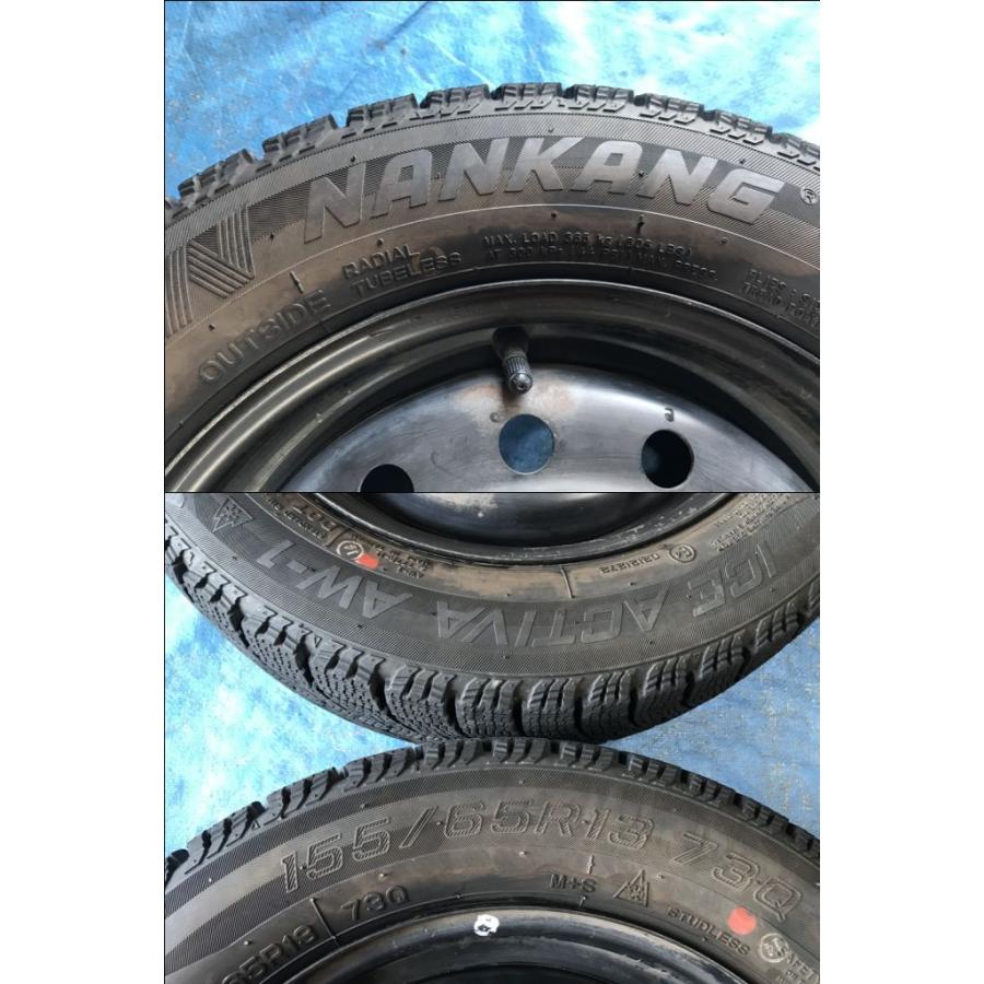155/65R13 バリ溝 冬タイヤ ダイハツ純正 鉄ホイール 13インチ 4.5B 4H 
