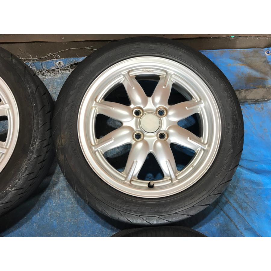 165/55R15 バリ溝タイヤ スズキ純正 アルミ 15インチ 4.5J 4H/PCD100