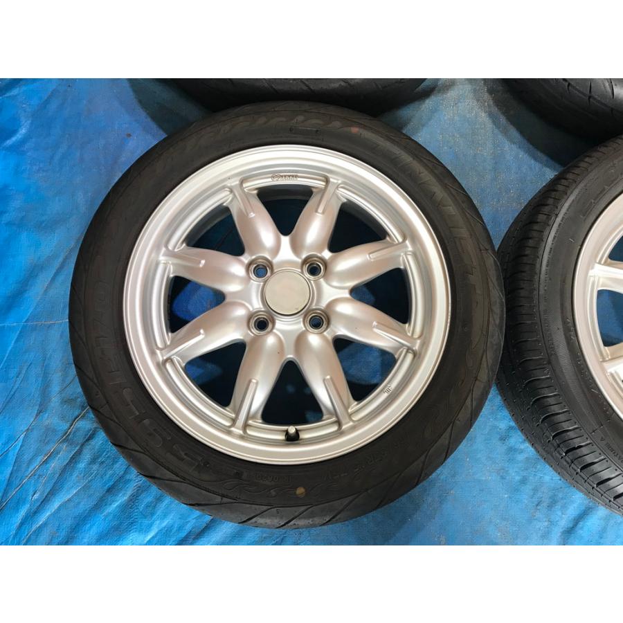 【美品】スズキ純正 15インチアルミホイール×サマータイヤ165/55R15 165/55R15 バリ溝タイヤ スズキ純正 アルミ 15インチ 4.5J 4H/PCD100