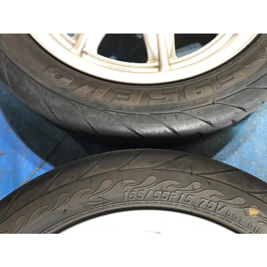 165/55R15 バリ溝タイヤ スズキ純正 アルミ 15インチ 4.5J 4H/PCD100