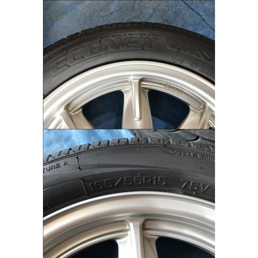 165/55R15 バリ溝タイヤ スズキ純正 アルミ 15インチ 4.5J 4H/PCD100