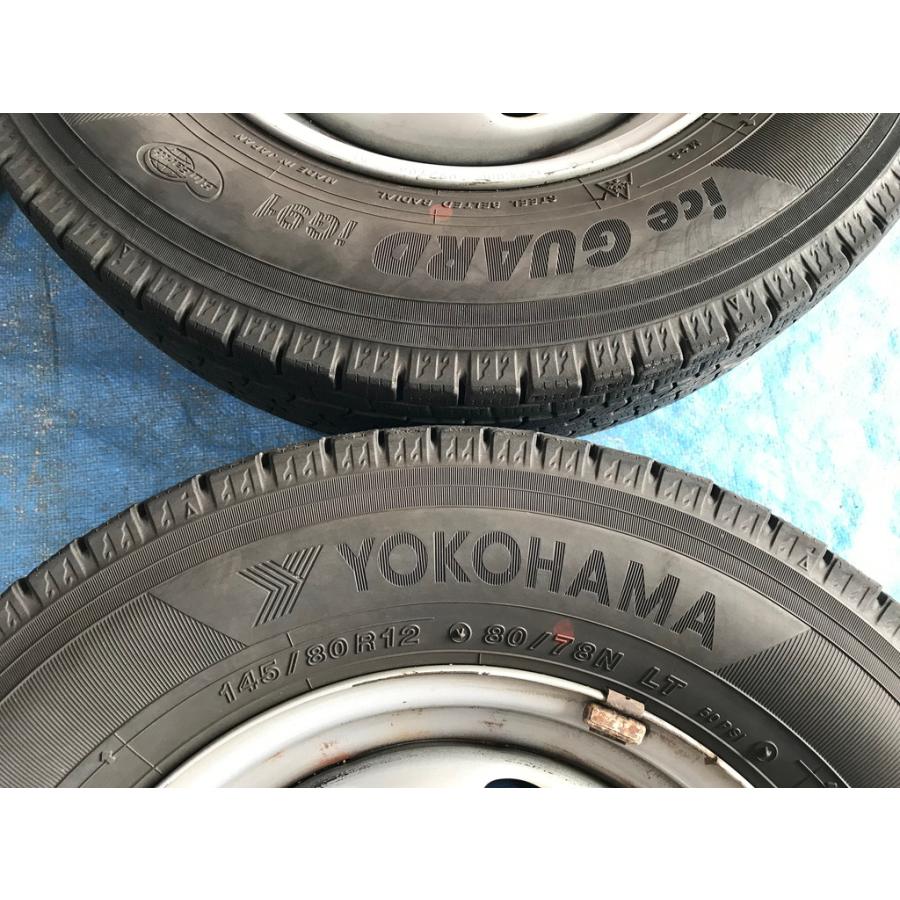 145/80R12 80/78N LT バリ溝 冬タイヤ スバル純正 鉄ホイール 12インチ 