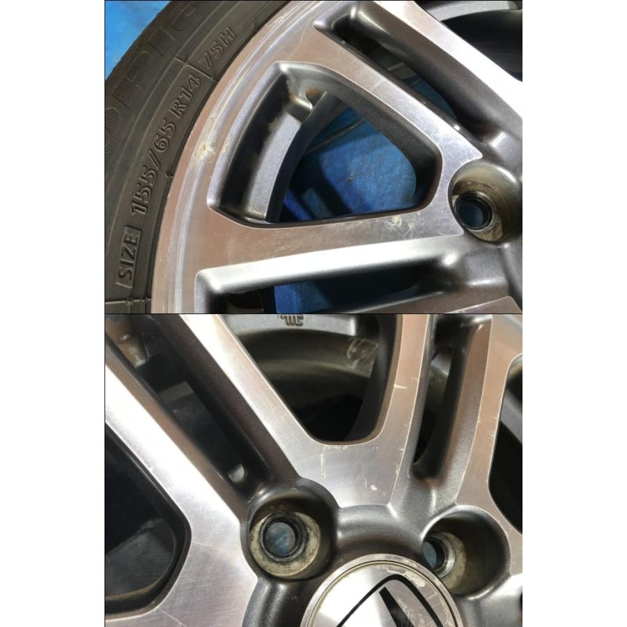 155/65R14 バリ溝タイヤ ホンダ純正 アルミ 14インチ 4.5J 4H/PCD100