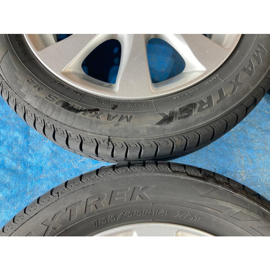 155/65R14 バリ溝タイヤ 2024年 三菱純正 アルミ 14インチ 4.5J 4H