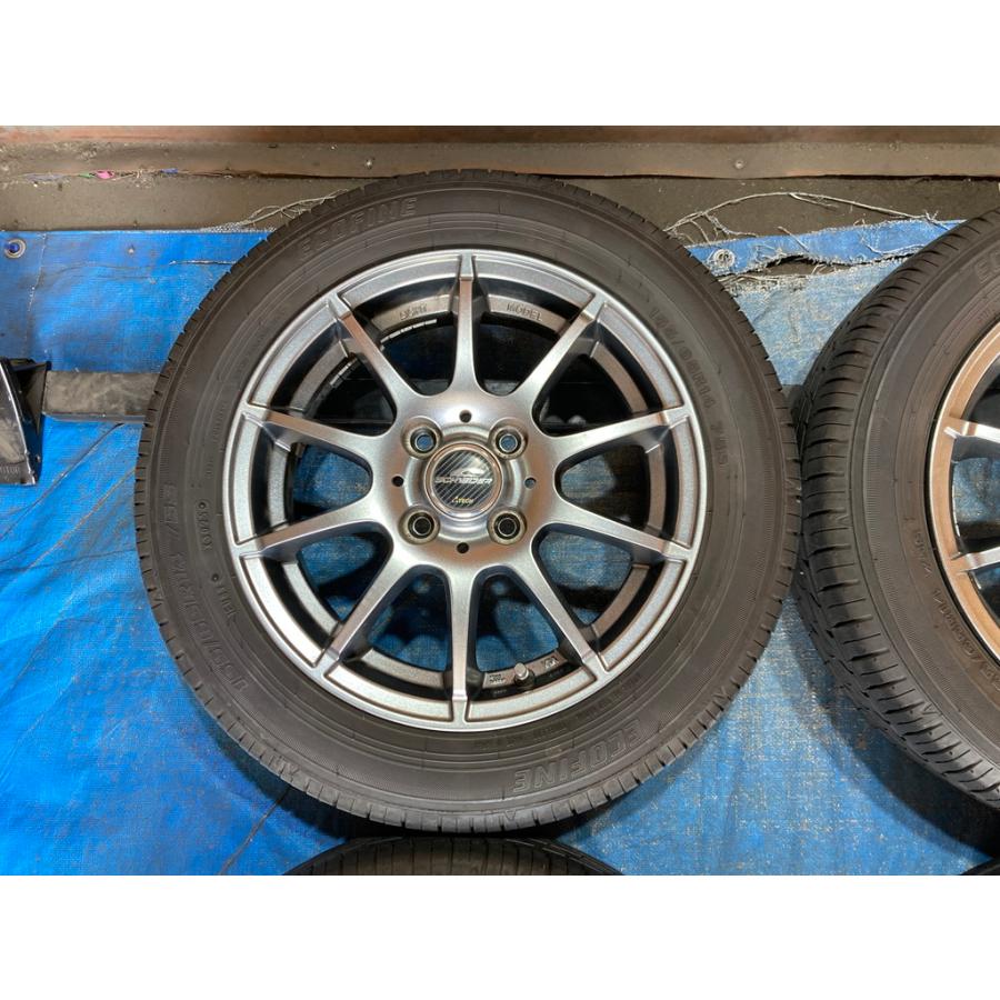 2025年製国産タイヤバリ溝14インチ　タイヤホイール４本セット 155/65R14 バリ溝タイヤ 2025年 SCHNEDER 14インチ 4.5J 4H/PCD100