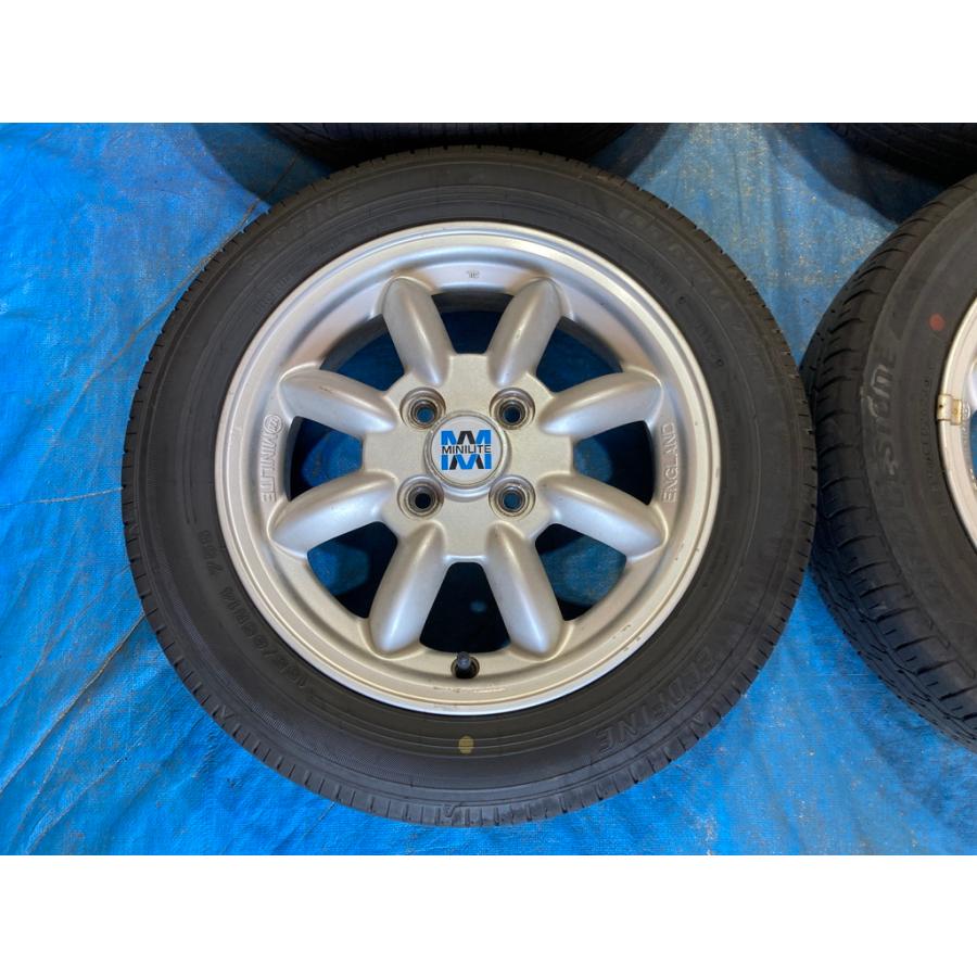 バリ山 25年製　155/65R14　ダイハツ　2本セット ② 155/65R14 バリ溝タイヤ 25・23年 MINILITE 14×4.5J 4H/PCD100 ET45