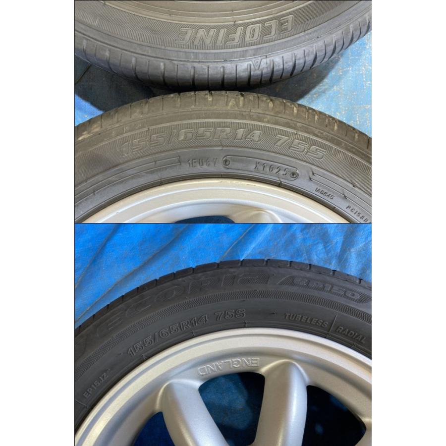155/65R14 バリ溝タイヤ 25・23年 MINILITE 14×4.5J 4H/PCD100 ET45