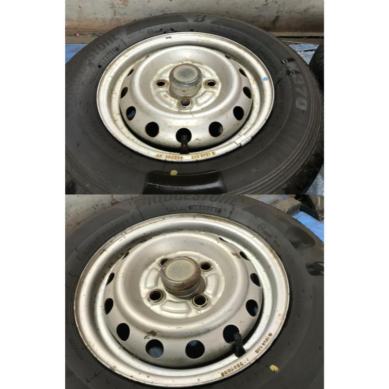 【中古】三菱純正鉄チンホイール　スタッドレス　145/80R12 80/78N LT 145/80R12 80/78N LT（6PR相当） バリ溝タイヤ 2025年 三菱純正 鉄ホイ