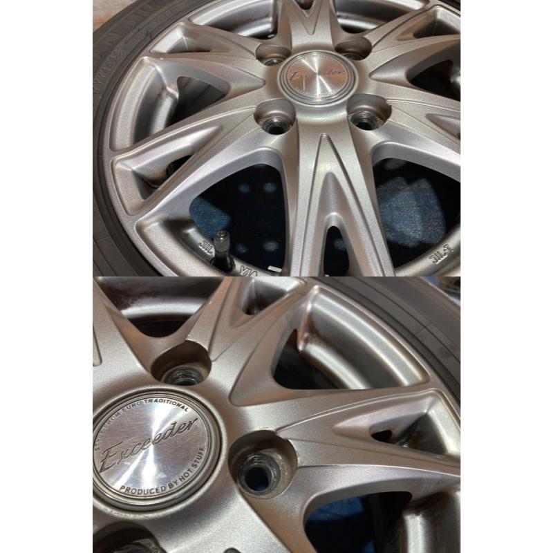 ◇中古バリ溝155/65R13ホイールセット　各種軽自動車に。 155/65R13 バリ溝タイヤ 2025年 Exceeder アルミホイール 13インチ 4.0