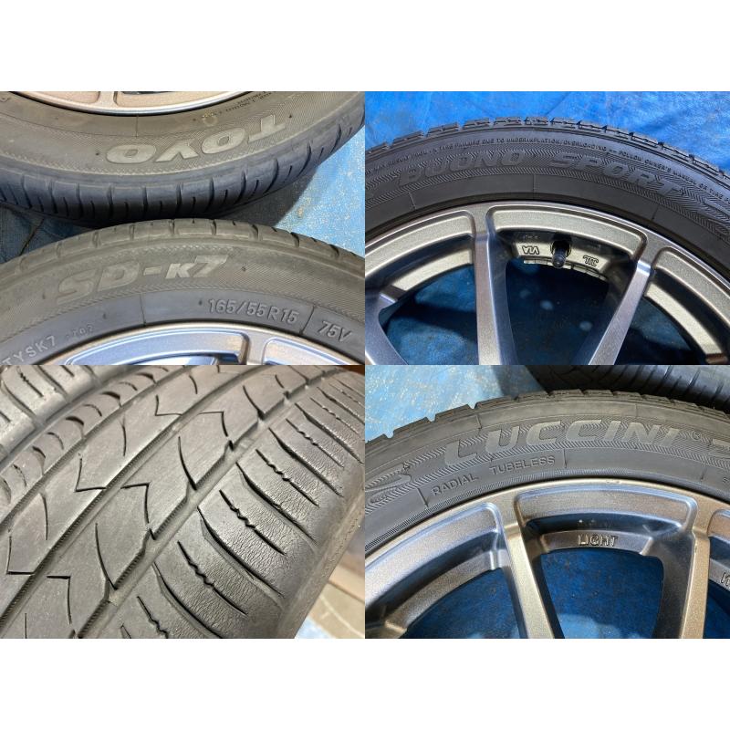 165/55R15 バリ溝タイヤ 2023年 2024年 SCHNEDER アルミホイール 15