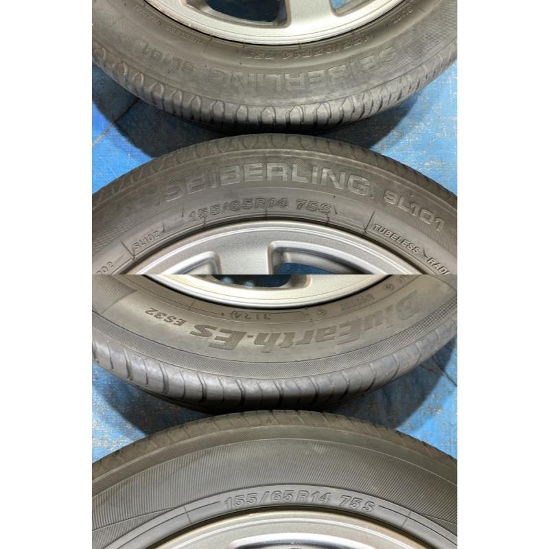 155/65R14 バリ溝タイヤ 2025年 2024年 ダイハツ純正 アルミホイール
