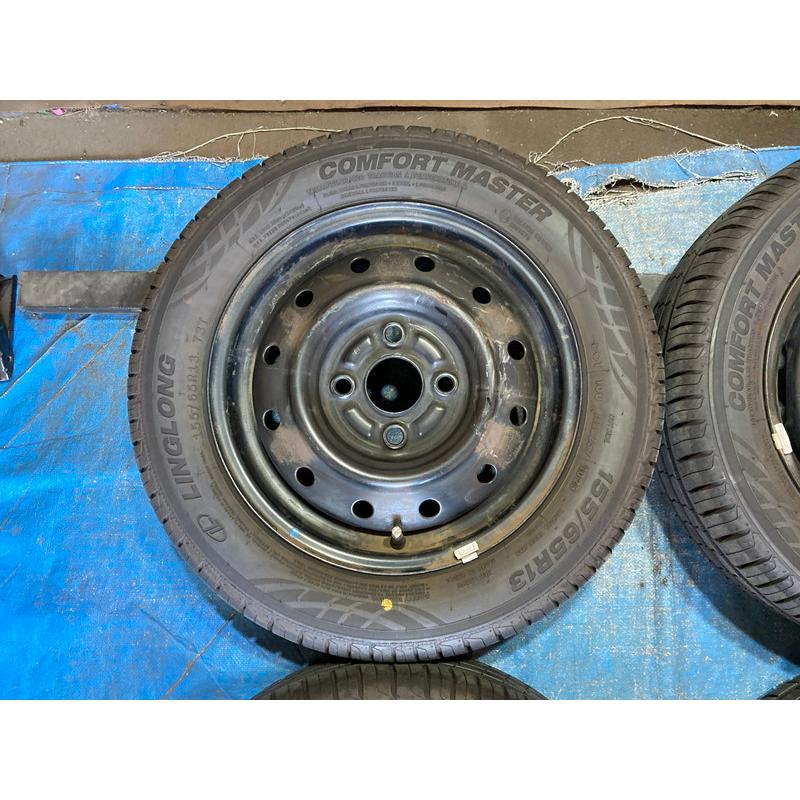 155/65R13 バリ溝タイヤ 2025年 スズキ純正 鉄ホイール 13インチ 4.0B