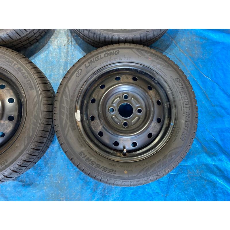 155/65R13 バリ溝タイヤ 2025年 スズキ純正 鉄ホイール 13インチ 4.0B
