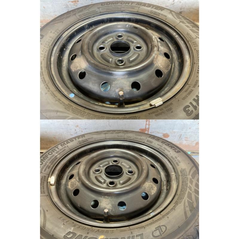 155/65R13 バリ溝タイヤ 2025年 スズキ純正 鉄ホイール 13インチ 4.0B