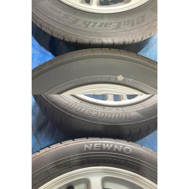 155/65R14 バリ溝タイヤ 2024年 ダイハツ純正 アルミホイール 14インチ