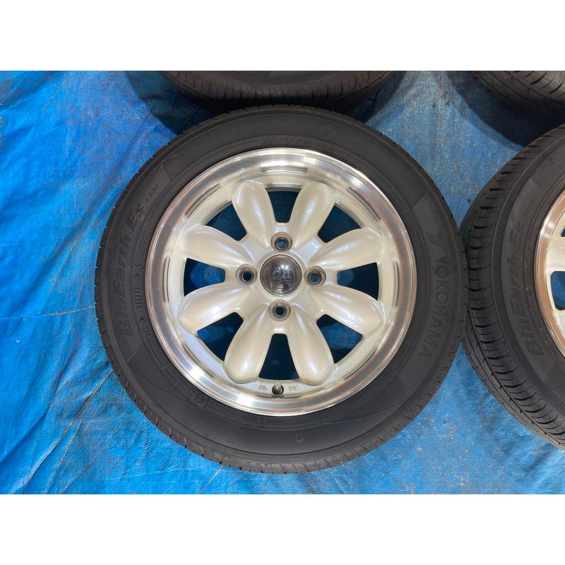 【2025年製 YOKOHAMA】155/65R14バリ溝 ホイール付4本セット 155/65R14 バリ溝タイヤ 2025年 LaLa palm アルミホイール 14インチ