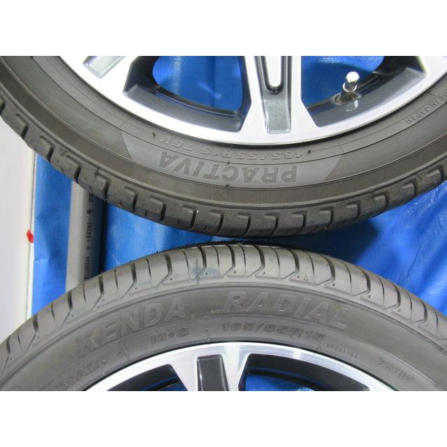 ミツビシ純正ホイール 15-4.5J 4H/100 ET46 + 165/55R15 中古4本セット