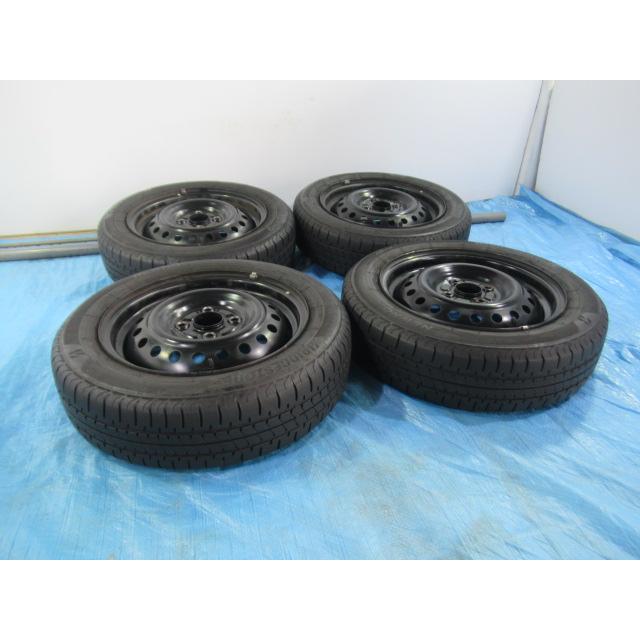 送料無料Bridgestone夏タイヤ155/65R14 ダイハツ鉄ホイール４本 155/65R14 夏タイヤ BRIDGESTONE ダイハツ純正鉄 14インチ 4.5J 4H/100